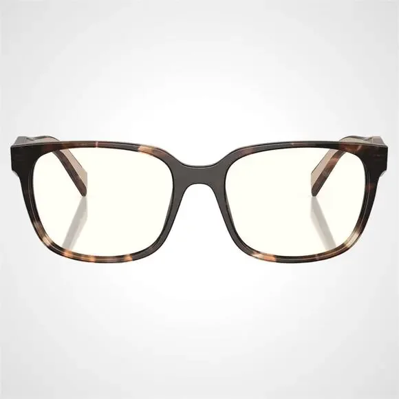 New PRADA Eyeglasses Square Brown Caramel Havana 52-18-140mm